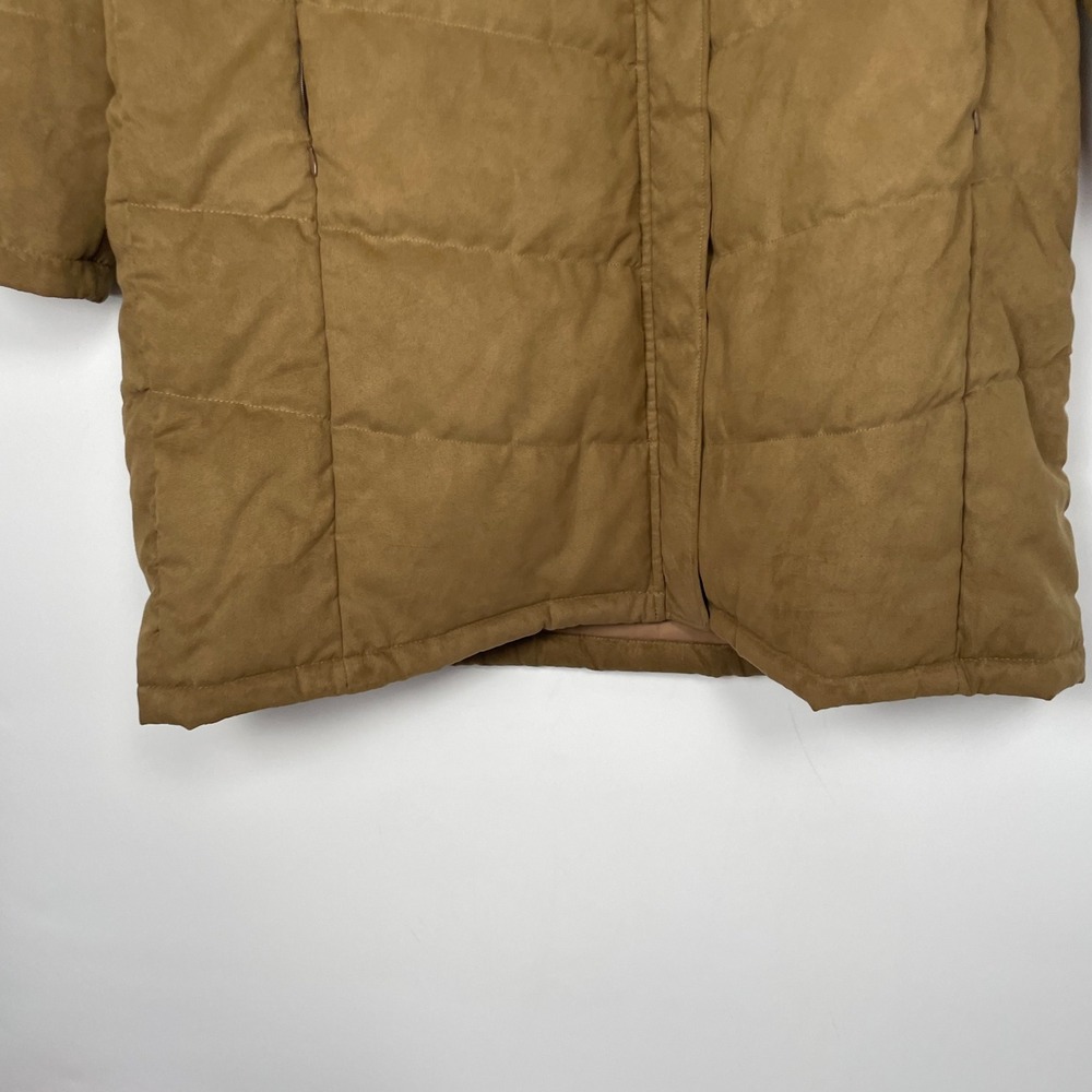 L.L.Bean Women's Tan Faux Suede Fur Trim Puffer Gorpcore Winter Jacket Size XL - Picture 3 of 10